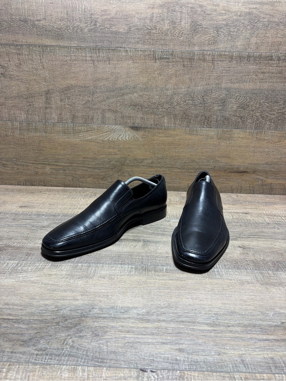 Bruno Magli Black Leather Slip-On Loafers